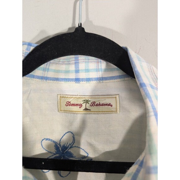 Tommy Bahama Mens Plaid 100% Linen Button Down Casual Shirt Sz L Preppy Coastal - Picture 3 of 10